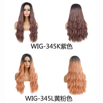 12 color wigs long wavy hair gradient curly 21.7 inch