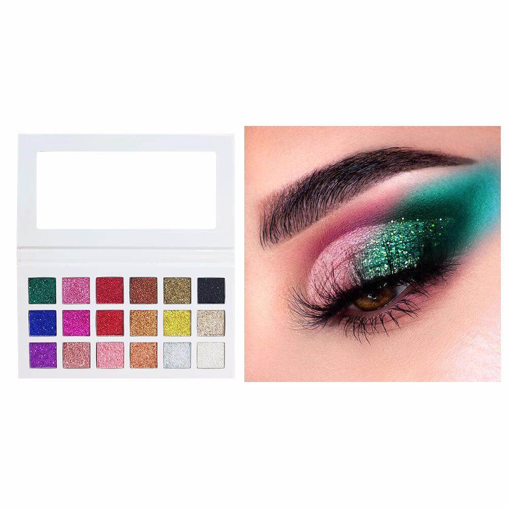 18 color glitter eyeshadow palette shinning high pigmented