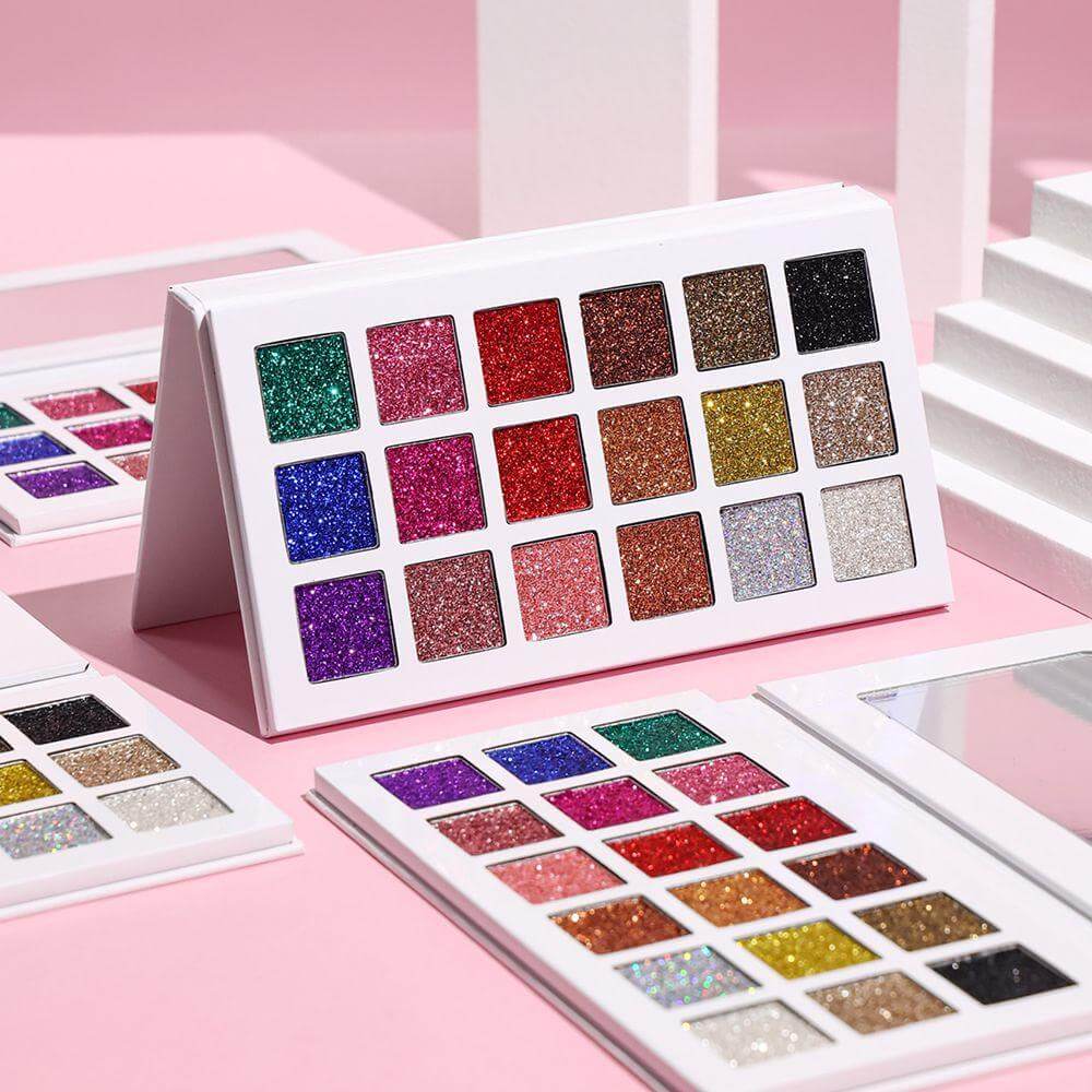 18 color glitter eyeshadow palette shinning high pigmented