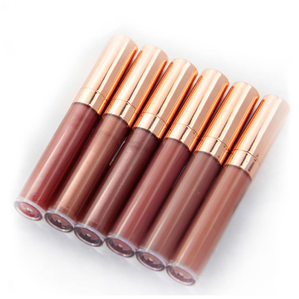 6 color lip gloss nude shimmer gold tube