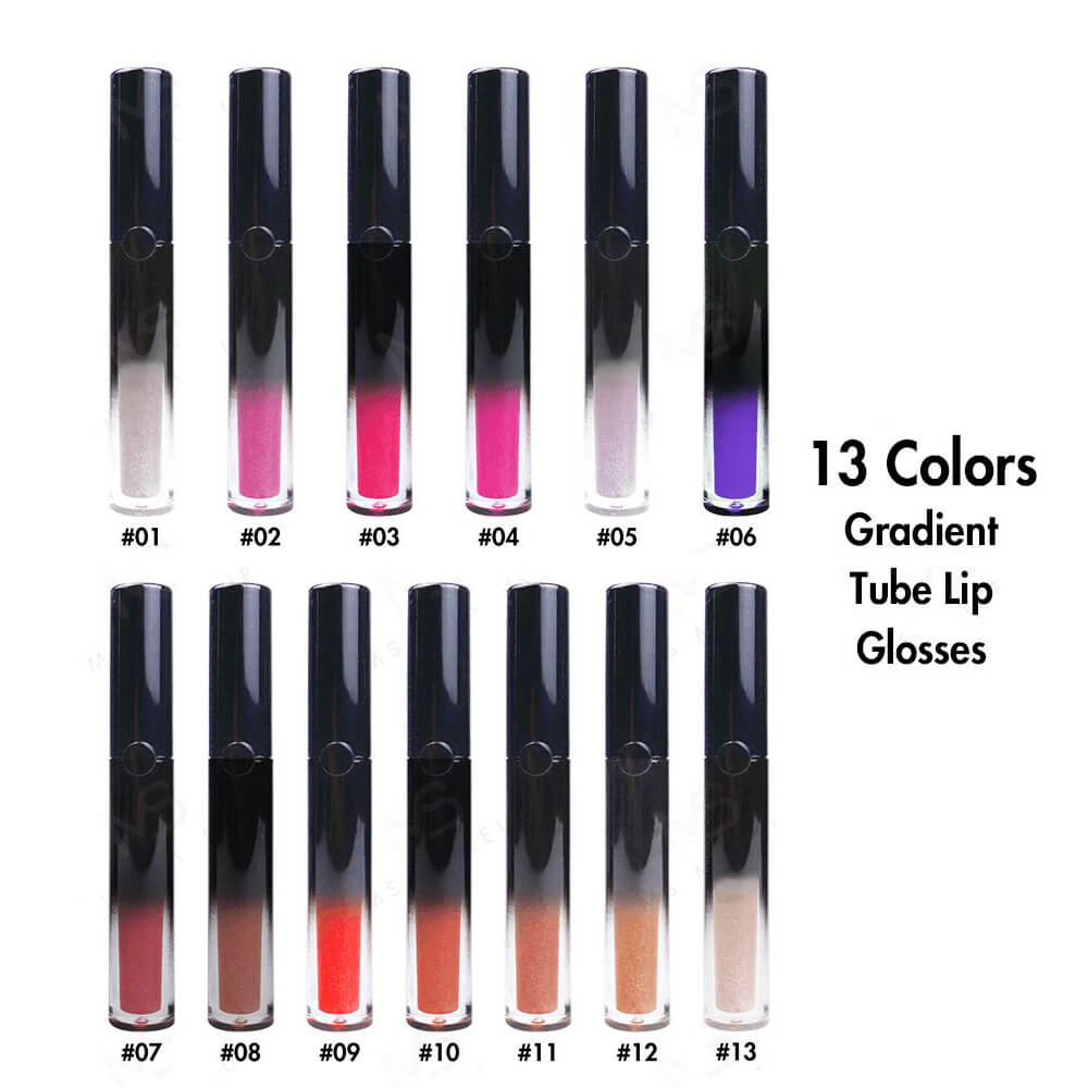 13 color lip gloss shimmer gradient tube