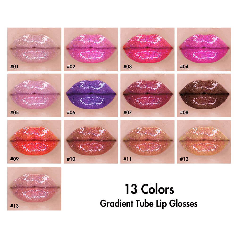 13 color lip gloss shimmer gradient tube