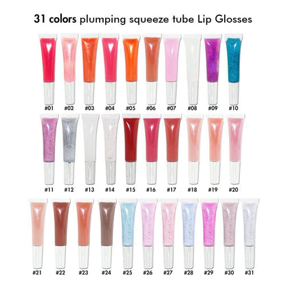 Tubo exprimidor de brillo labial de gelatina de 31 colores