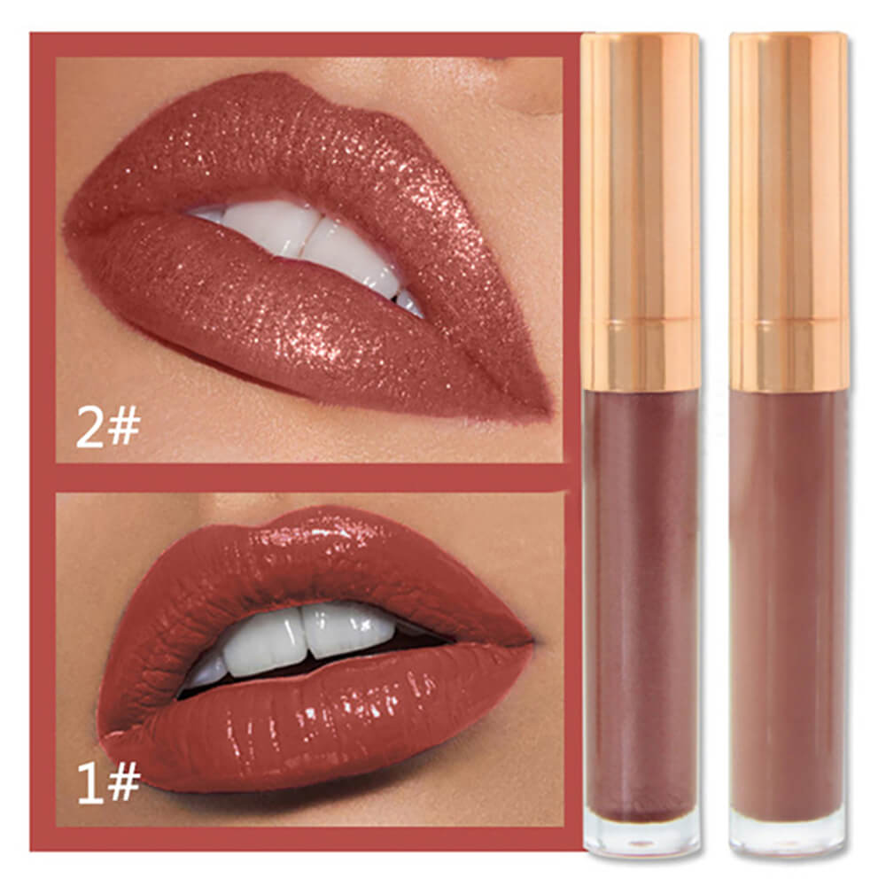 6 color lip gloss nude shimmer gold tube