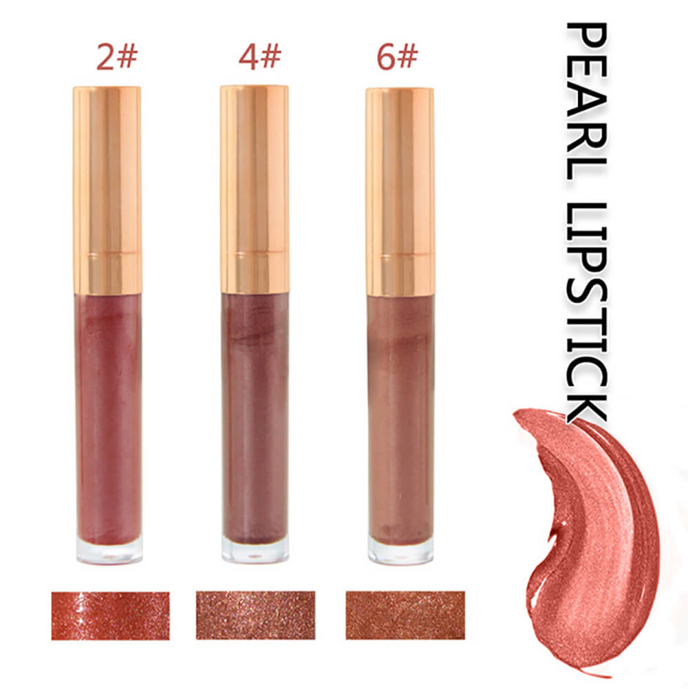 6 color lip gloss nude shimmer gold tube