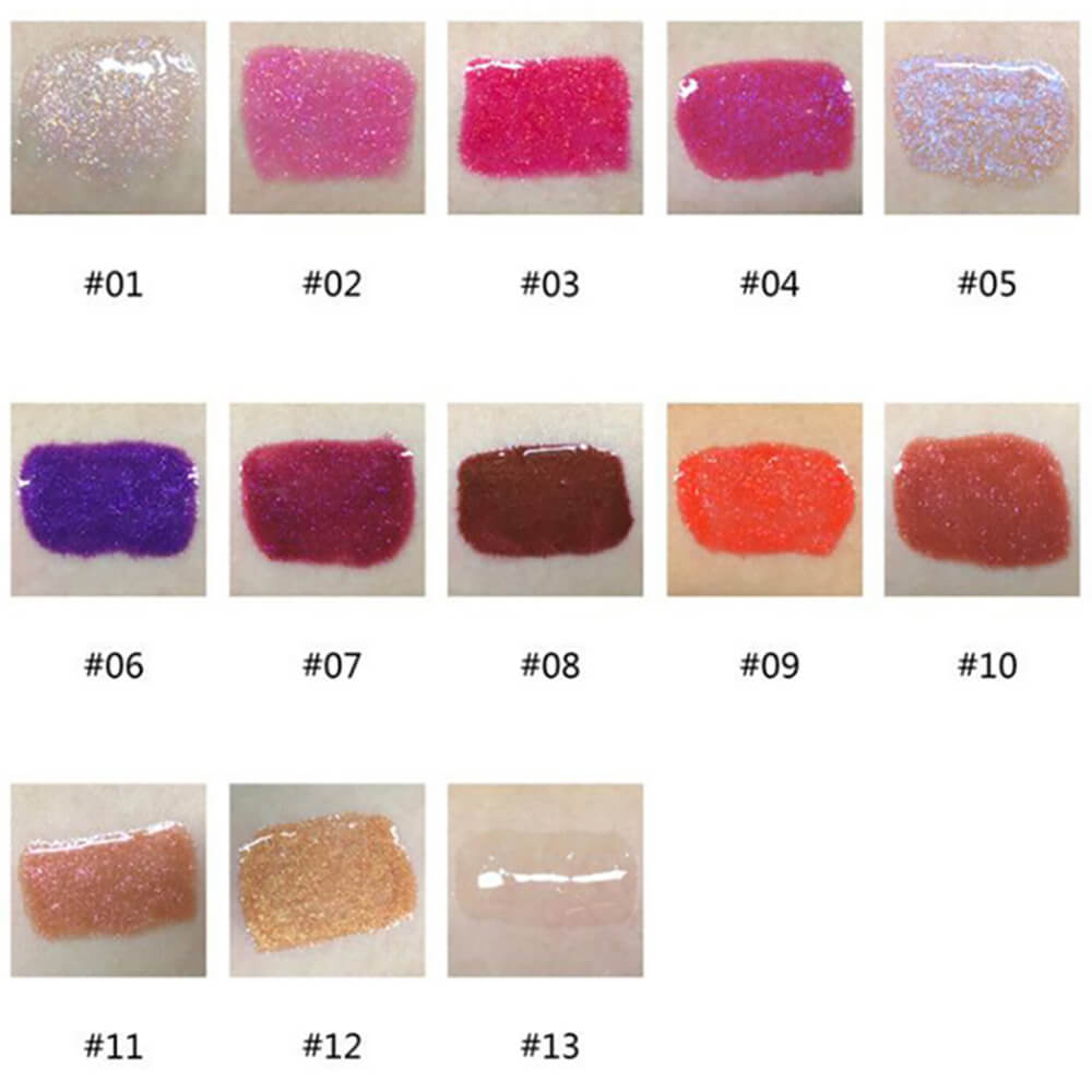 13 color lip gloss shimmer gradient tube